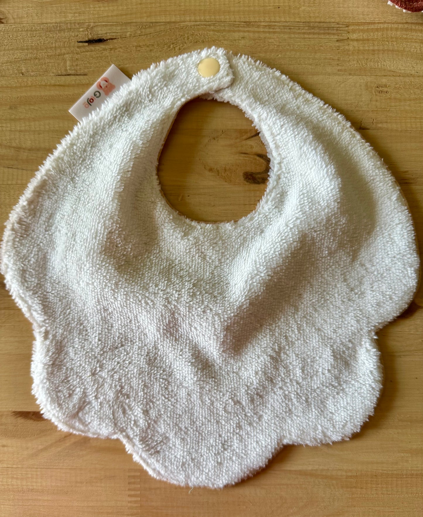 Bavoir bébé nuage – Gaze de coton Crème-beige & éponge bambou