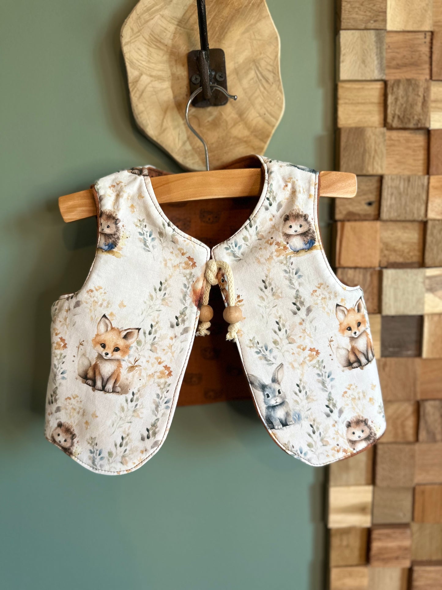 Gilet réversible animaux de la forêt