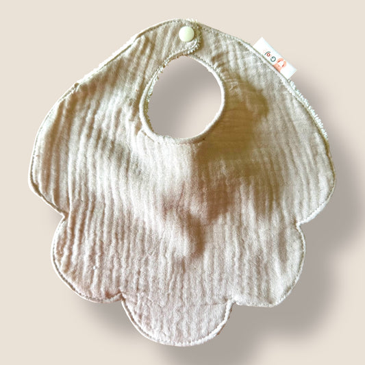 Bavoir bébé nuage – Gaze de coton Crème-beige  & éponge bambou