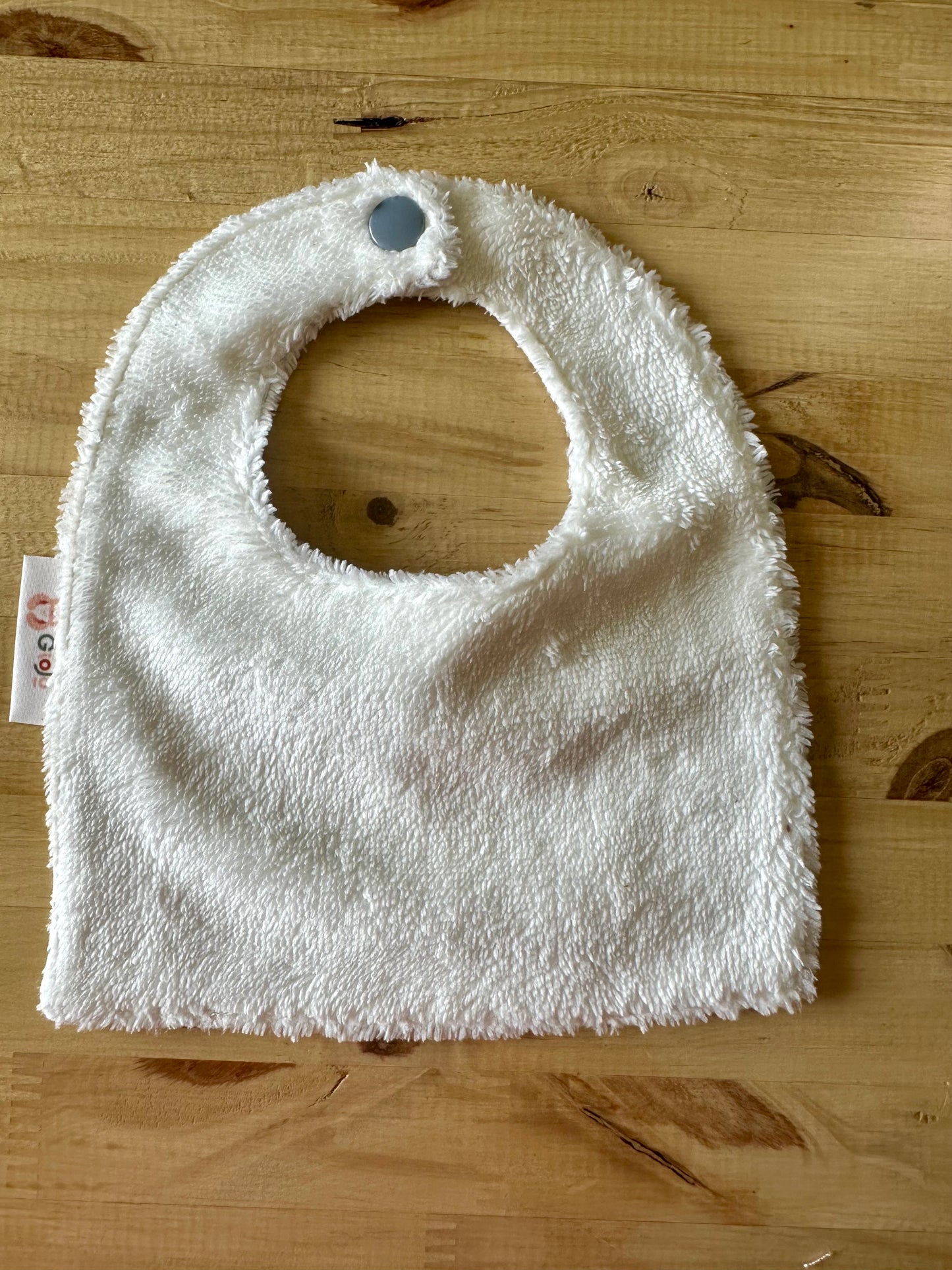 Bavoir bébé naissance Animaux savane caramel – Petit format tout doux (0-3 mois)