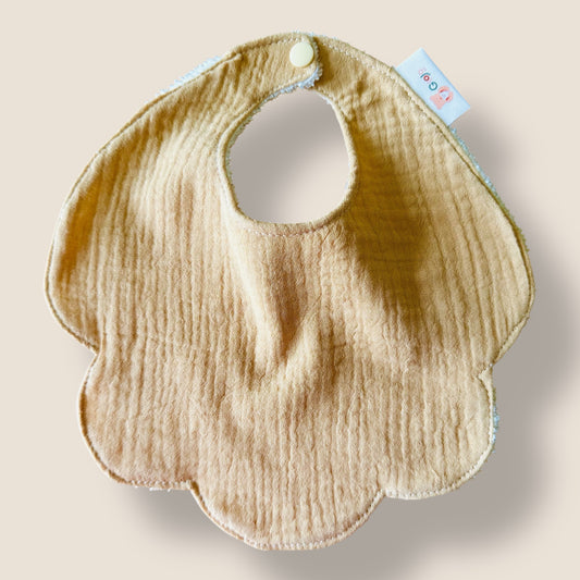 Bavoir bébé nuage – Gaze de coton jaune moutarde & éponge bambou