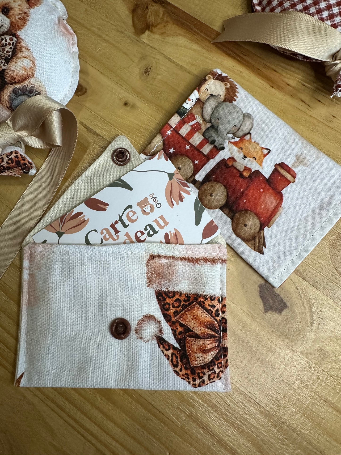 Pochette en tissu pour Carte Cadeau – Édition Noël | Fait main