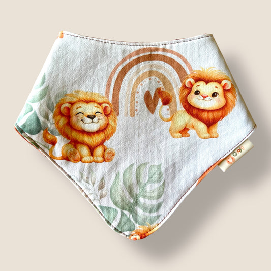 Bavoir bandana réversible lion-terracotta  – Pratique, stylé et évolutif