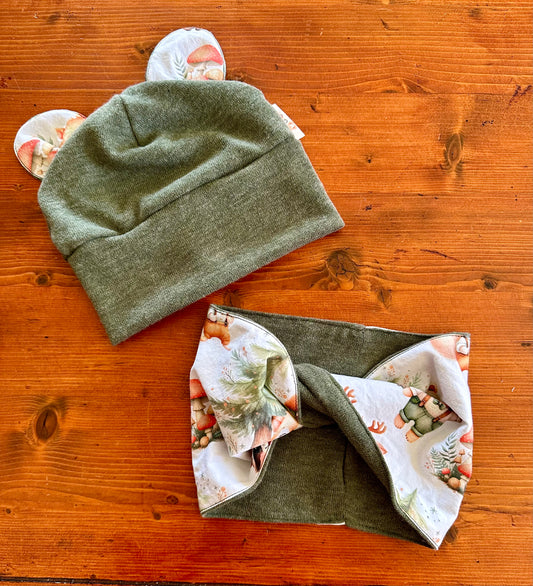 Bonnet & Snood Automne vert